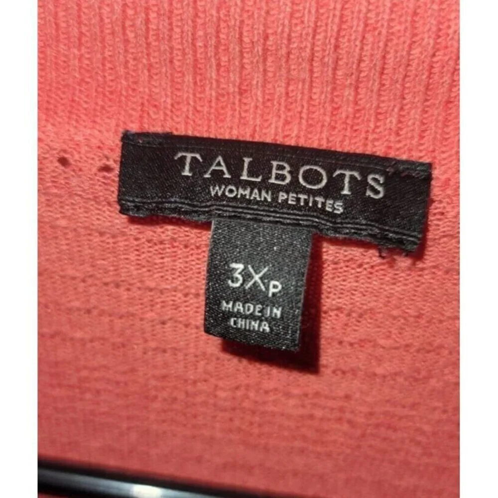Talbots Womens sz 3X Petite pink sheer textured long sleeve open front cardigan
